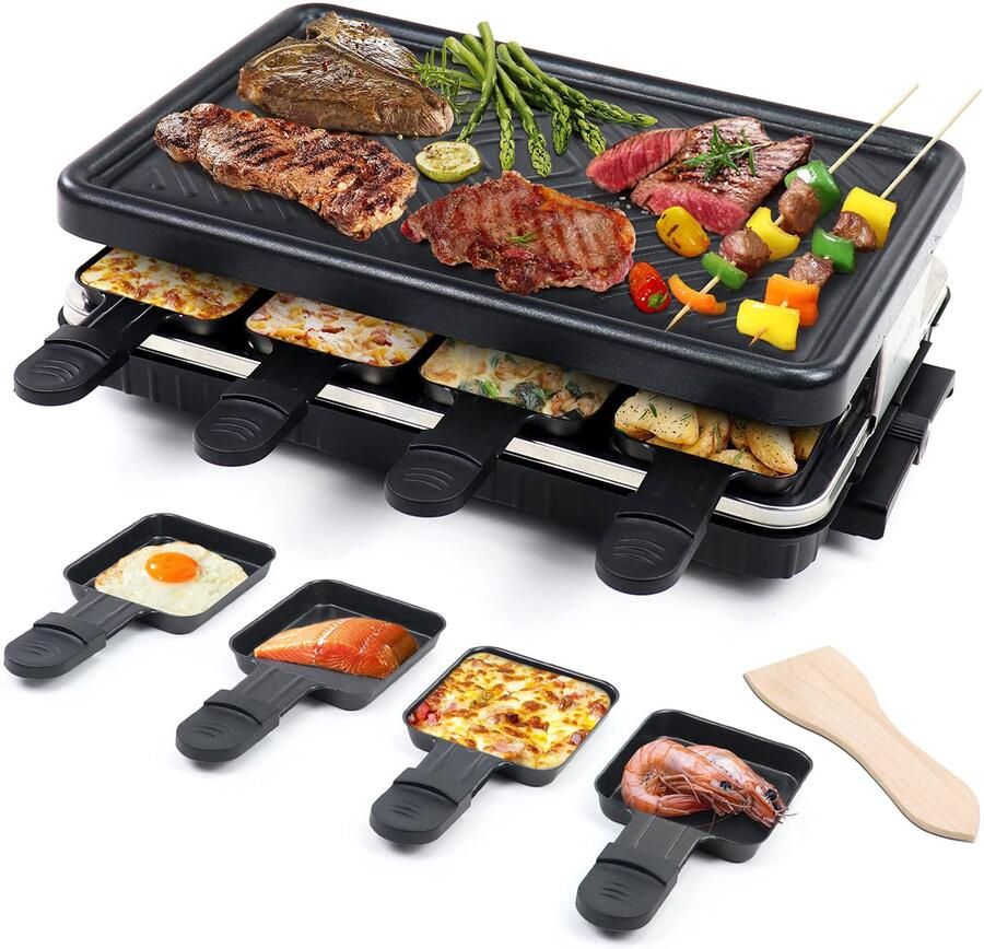 Raclette Grill voor 8 Personen met Antiaanbaklaag