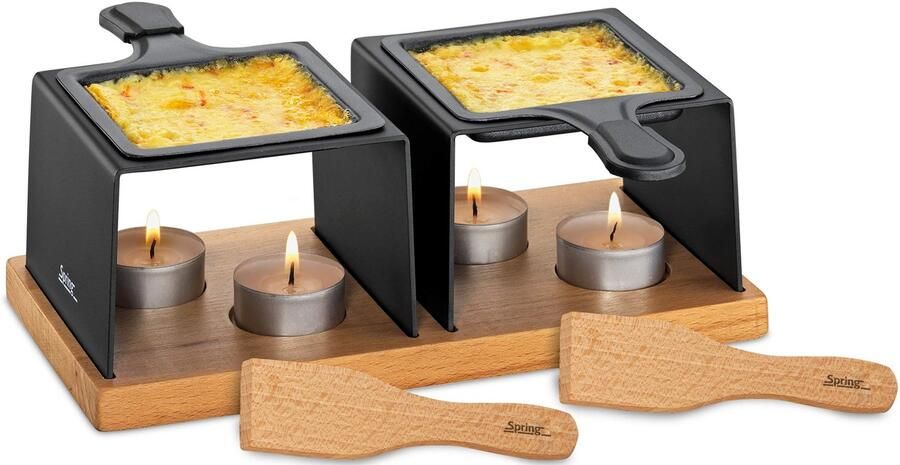 Raclette Theelicht Metalen frame Houten bodem