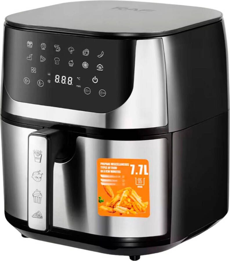 Raf Airfryer 7.7 Liter Heteluchtfriteuse 12 voorgeprogrammeerde programma's Digital Touchscreen- Grillrack 1800W XL