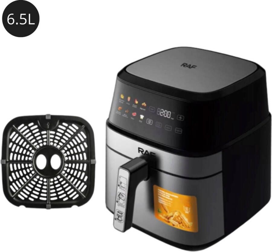 Raf Airfryer Heteluchtfriteuse 6.5Liter 8 voorgeprogrammeerde programma's Zwart Digital Touchscreen- Grillrack 1700W XL