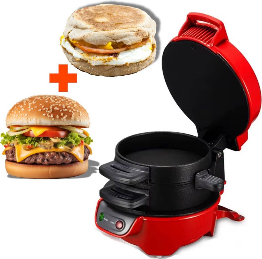 Raf hamburger hamburgermaker hamburger maker hamburgermachine hamburger machine Broodrooster Hamburger Mini Sandwich Maker Panini Persmachine Ontbijt Burger Broodrooster 600w - Foto 3