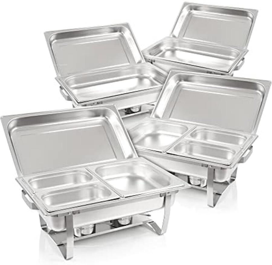 RALA Professionele Chafing Dish Set 30-delige Roestvrijstalen Voedselwarmer met 4 Warmhoudcontainers Rechaud en Toebehoren voor Catering en Evenementen