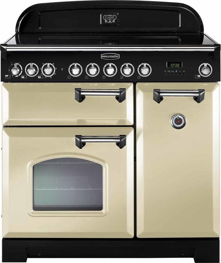 Rangemaster Classic Deluxe 90 Ceramic Vrijstaand fornuis Zwart Crème Keramisch A