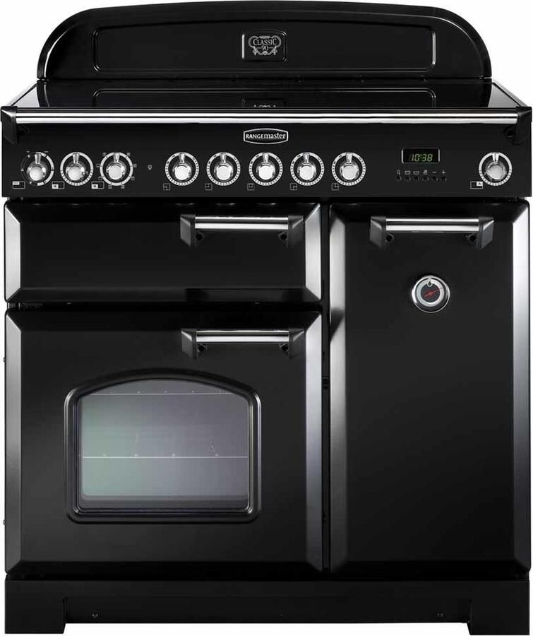 Rangemaster Classic Deluxe 90 Induction Vrijstaand fornuis Zwart Zone van inductiekookplaat A