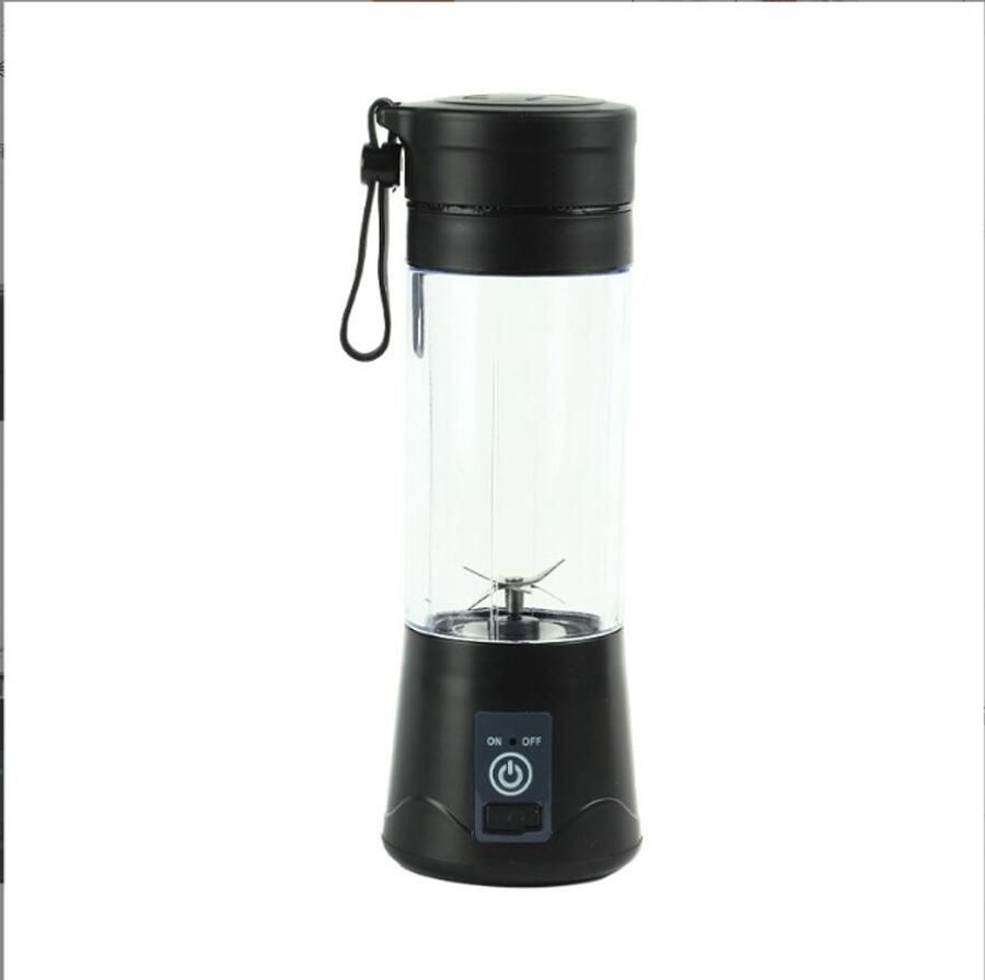 Rayofi Draagbare mixbeker – Elektrische USB-minisapcentrifuge en blender – Voor milkshakes en vruchtensappen – 380 ml – Zes messen – Zwart
