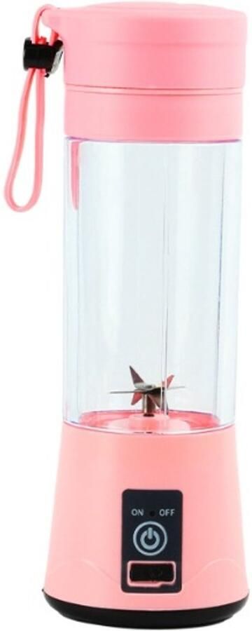 Rayofi Draagbare mixbeker Elektrische USB-minisapcentrifuge en blender Voor milkshakes en vruchtensappen 380 ml Zes messen Roze