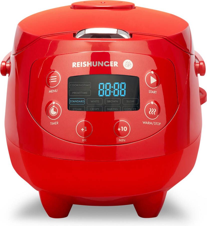 Reishunger Digitale Mini Rijstkoker in Rood Multicooker met 8 programma's stoominzet premium binnenpan timer en warmhoudfunctie Rijst voor maximaal 3 personen - Foto 1