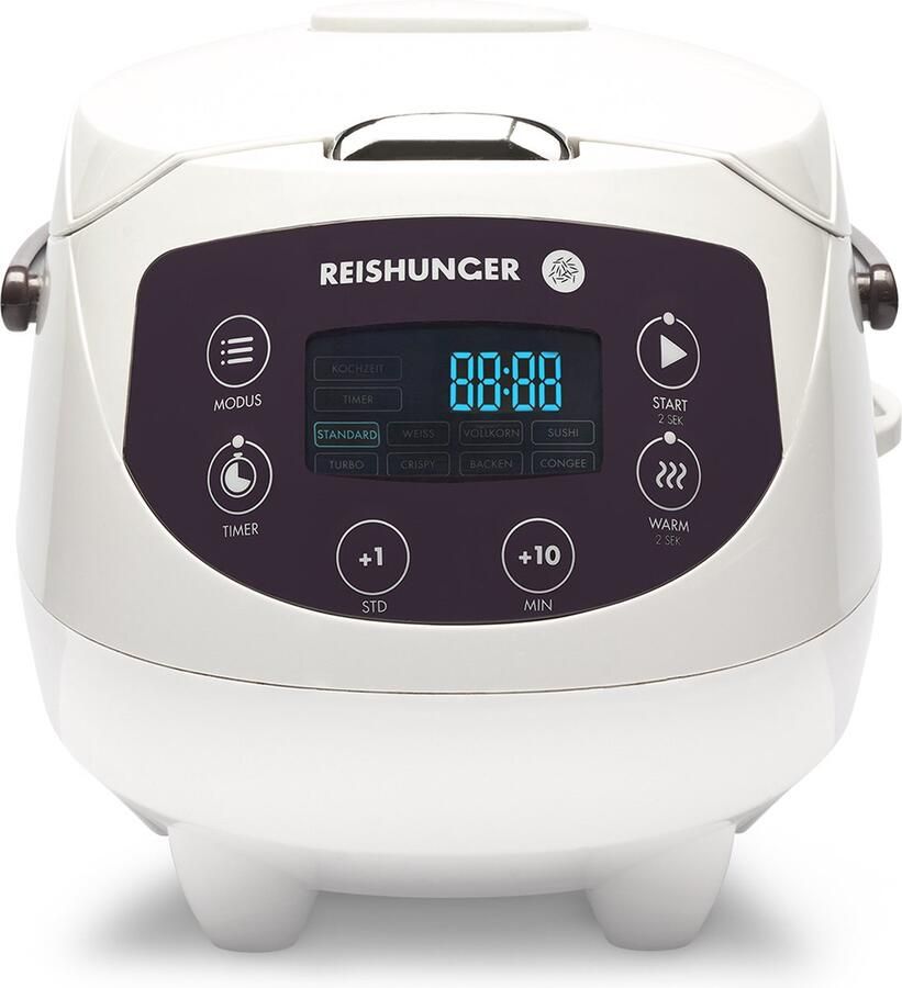 Reishunger Digitale Mini Rijstkoker in Wit Multicooker met 8 programma's stoominzet premium binnenpan timer en warmhoudfunctie Rijst voor maximaal 3 personen - Foto 1