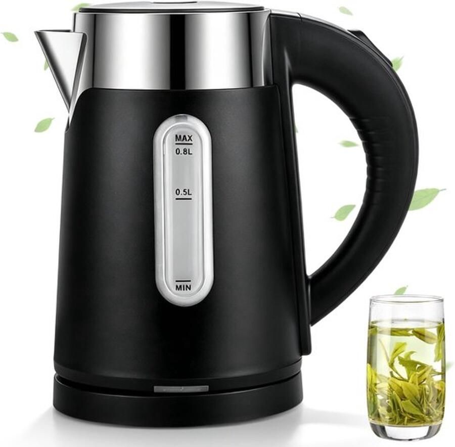 Reiswaterkoker 800 ml 700 W mini-waterkoker klein met 304 roestvrij stalen binnenreservoir automatische uitschakeling en droogloopbeveiliging reiswaterkoker camping theepot voor camper