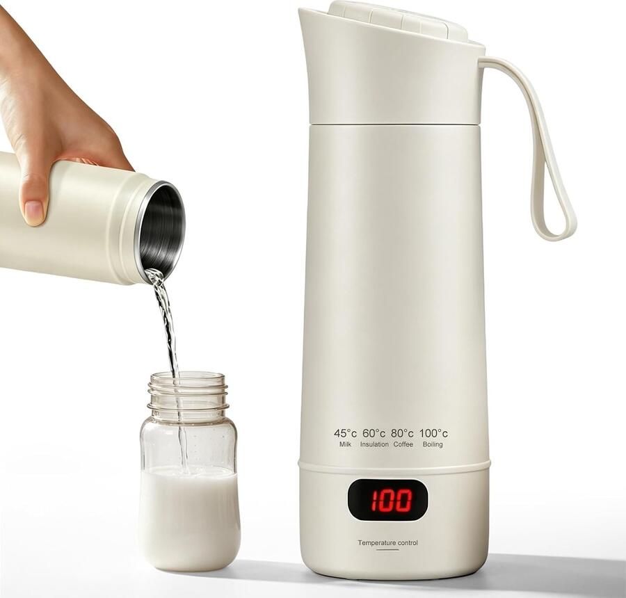 Reiswaterkoker Wit 400 ml Elektrische Mini-waterkoker met Automatische Uitschakeling Voor Koffie en Thee
