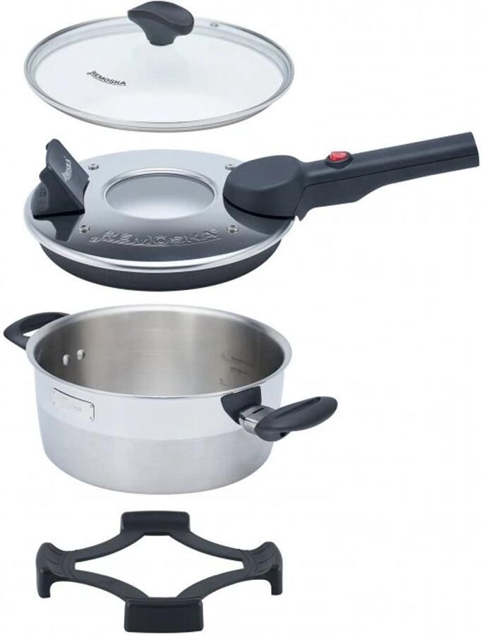 Remoska All-in-One Elektrische Multicooker Pan Dua Glass 4L Liter D52F 10 Slowcooker Mini Oven Braadpan Kookpan RVS pan energie zuinig