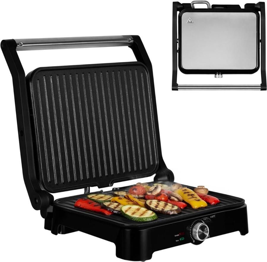 Ren Contactgrill met uitneembare platen Contactgrill Multi grill Zwart ‎33cm x 32cm x 13cm