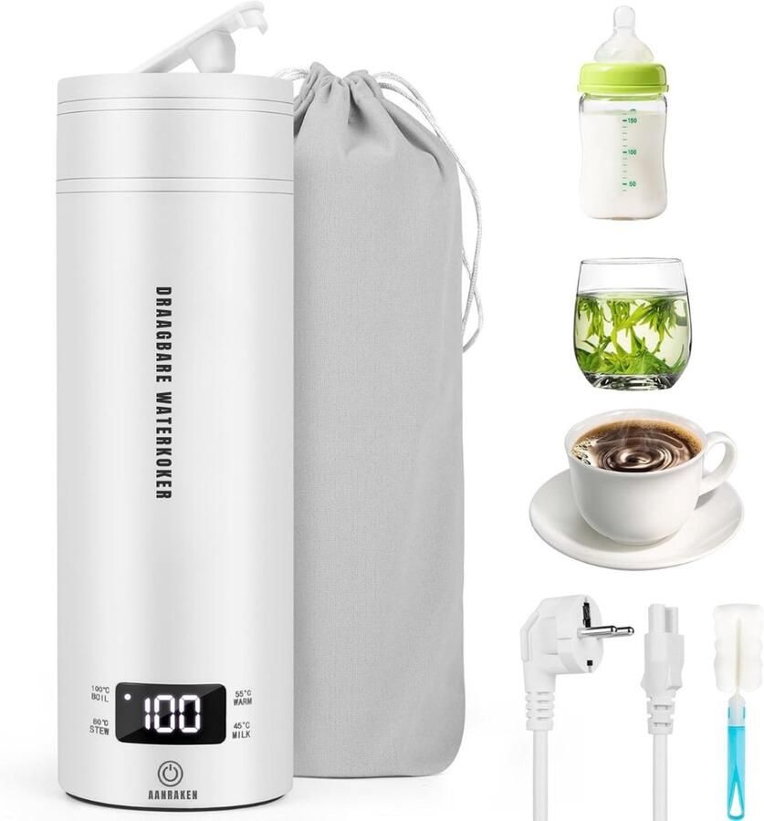 Ren Draagbare Waterkoker Mini Waterkoker Voor Onderweg Portable Reis Waterkoker Wit- 8cmx 8cm x 23cm; 0 64 kg