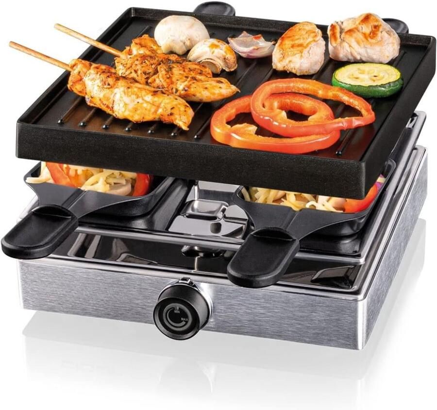 Ren Gourmetstel 4 Personen Gourmetstel 4 person antiaanbaklaag Aluminium behuizing Zwart 22cm x 41cm x 13cm