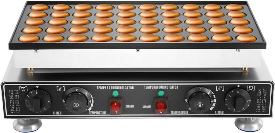 Ren Poffertjesmaker Poffertjespan Electrisch 50- 00 °C Zilver-Zwart 54cm x 29cm x 17cm