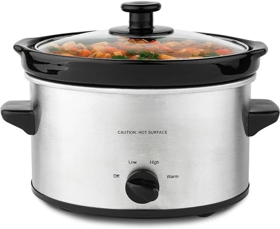 Ren Slowcooker met timer Slowcooker Crockpot Zilver 25cm x 25cm x 20cm