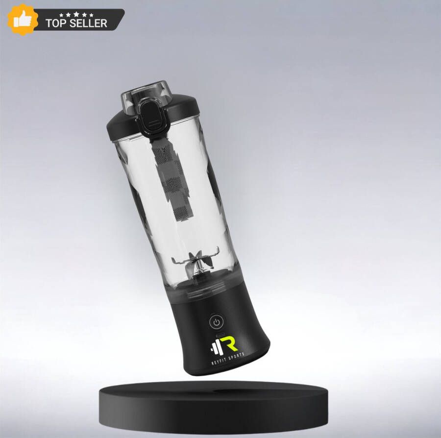 ReyFit Sports Draagbare Blender 600ML Smoothie Maker Ijsbreker Blender to go Portable Blender Draadloos USB Oplaadbaar 280W Zwart Moederdag cadeautje