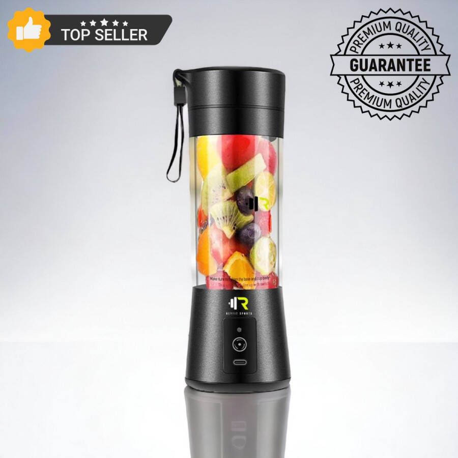 ReyFit Sports Draagbare Blender – Blender To Go– Portable Blender – Smoothie maker Protein Shaker Mixer Draadloos Zwart Black Sint & Kerstcadeau