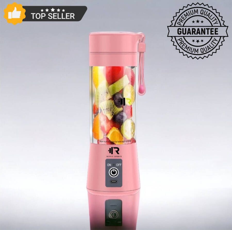 ReyFit Sports Draagbare Blender – Blender To Go – Portable Blender – Smoothie maker Protein Shaker Mixer Draadloos USB Oplaadbaar Roze Pink Sint & Kerstcadeau