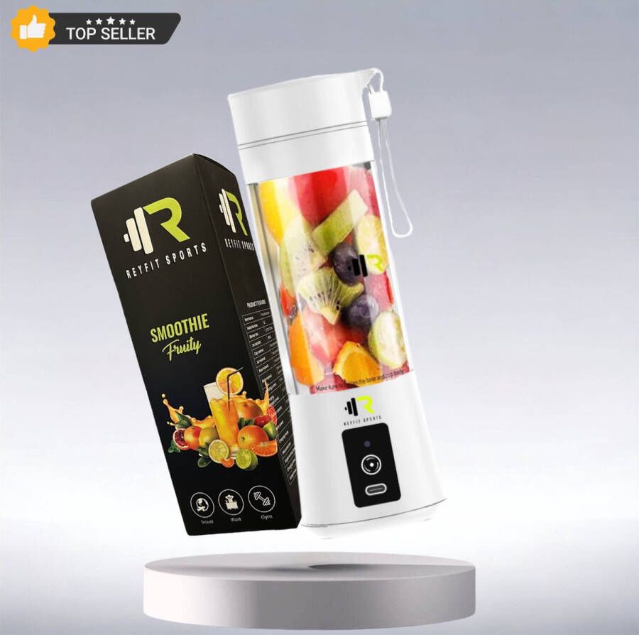 ReyFit Sports Draagbare Blender – Blender To Go – Portable Blender – Smoothie maker Protein Shaker Mixer Draadloos USB Oplaadbaar Wit White Sint & Kerstcadeau - Foto 2