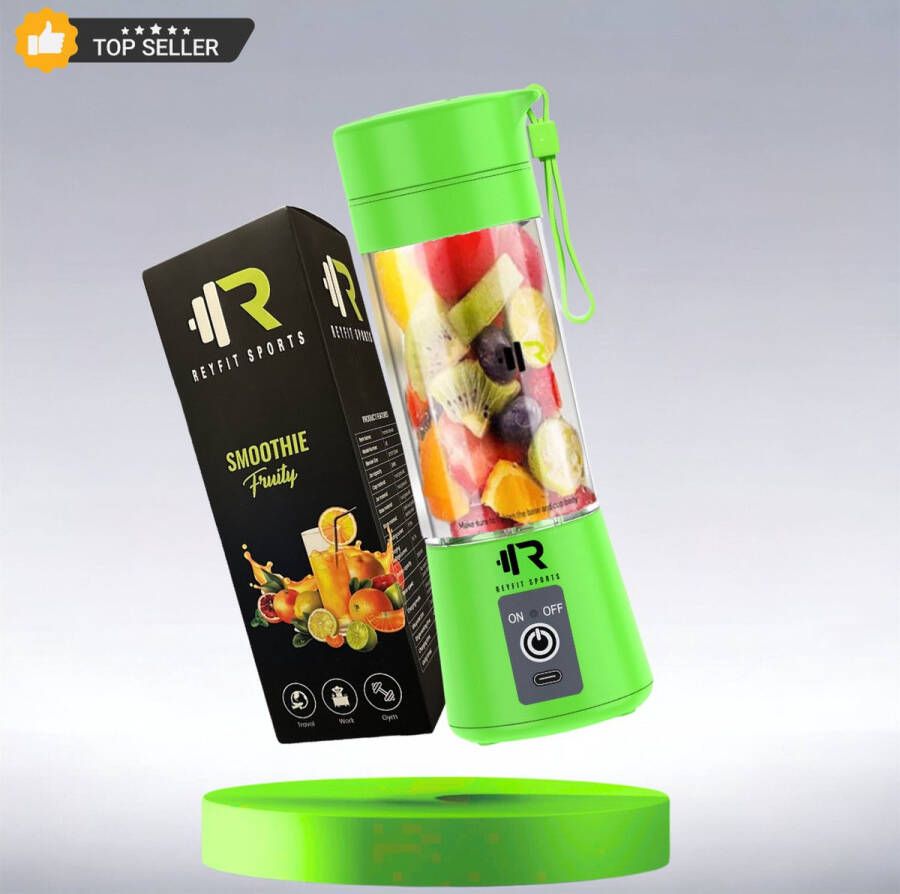 ReyFit Sports Draagbare Blender – Blender To Go– Portable Blender Smoothie maker Protein Shaker Draadloos Groen Green Moederdag cadeautje