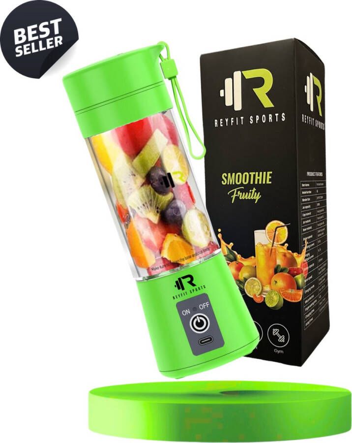 ReyFit Sports Draagbare Blender – Blender To Go– Portable Blender Smoothie maker Protein Shaker Draadloos Groen Green Moederdag cadeautje - Foto 2
