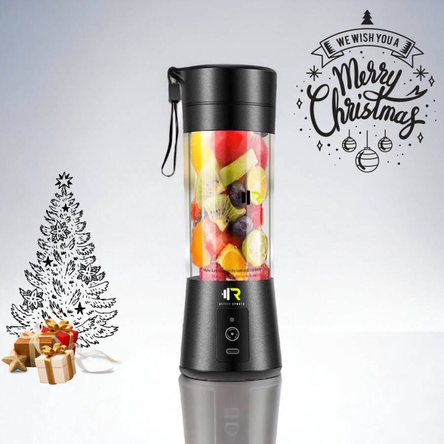 ReyFit Sports Draagbare Blender – Blender To Go– Portable Blender – Smoothie maker Protein Shaker Mixer Draadloos Zwart Black Sint & Kerstcadeau - Foto 2