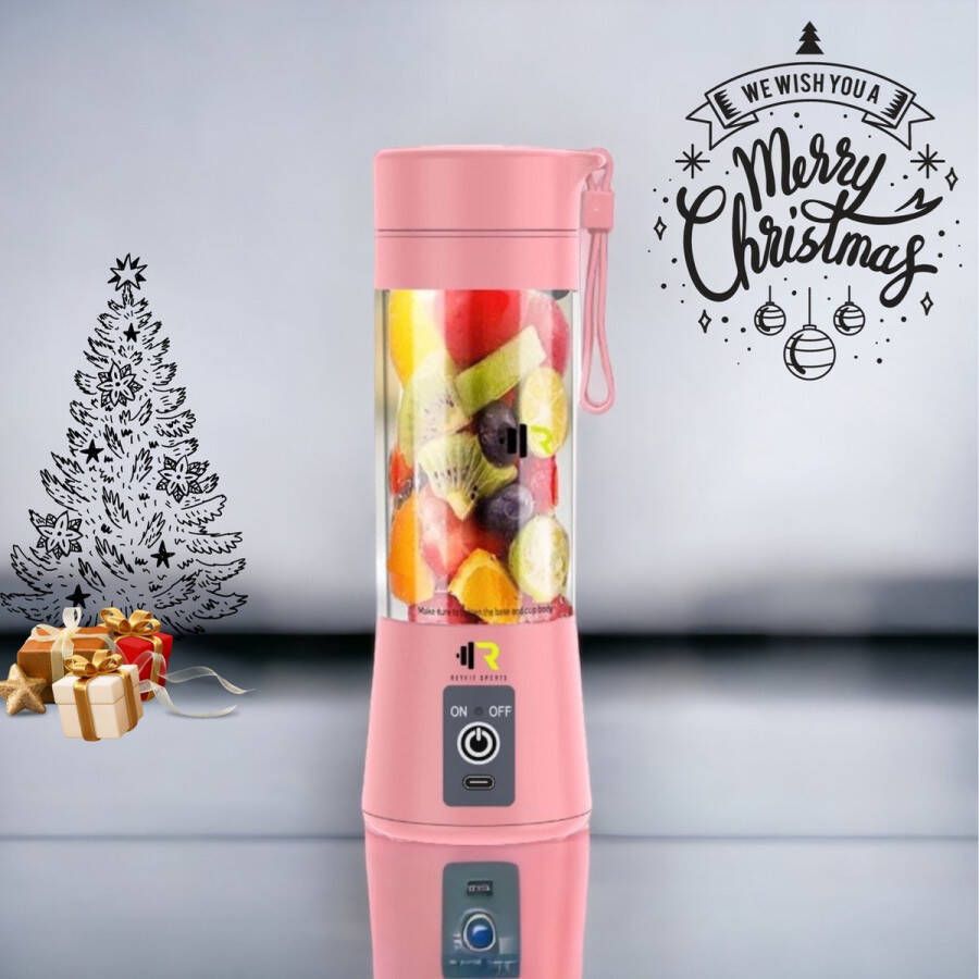 ReyFit Sports Draagbare Blender – Blender To Go – Portable Blender – Smoothie maker Protein Shaker Mixer Draadloos USB Oplaadbaar Roze Pink Sint & Kerstcadeau - Foto 2