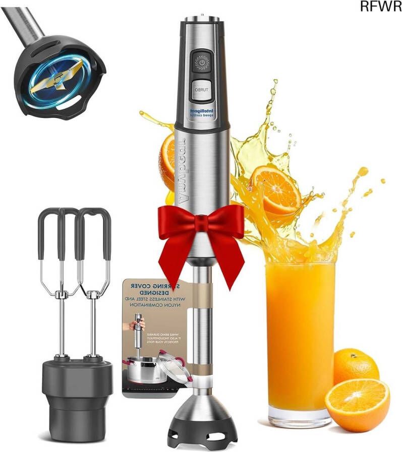 RFWR 3-in-1 staafmixer met 15 snelheden en turbo-modus