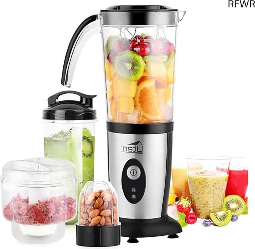 RFWR 5-in-1 Multifuntionele Smoothiemaker met Roestvrijstalen Mes en Reislades