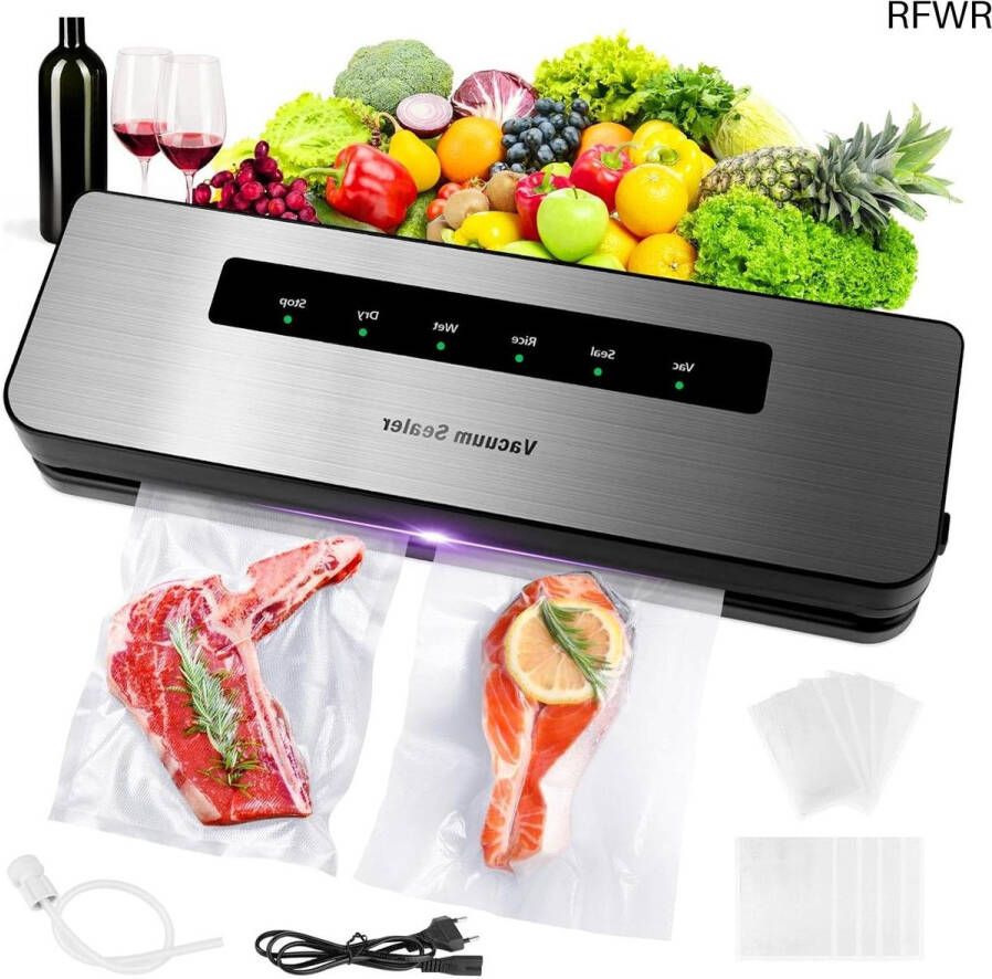 RFWR 6-in-1 Vacuümmachine voor Voedsel Lange Bewaring Automatische Afdichting Multifunctioneel Inclusief 10 Vacuümzakken