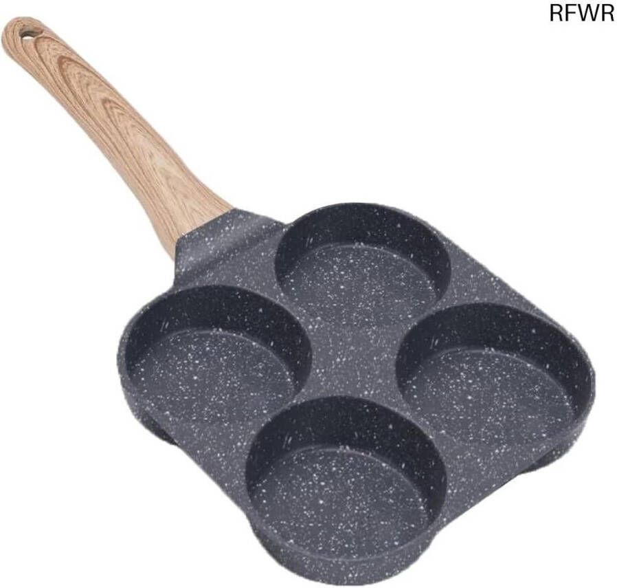RFWR Aluminium Eierpannen met 4 Compartimenten voor Pannenkoeken en Omeletten