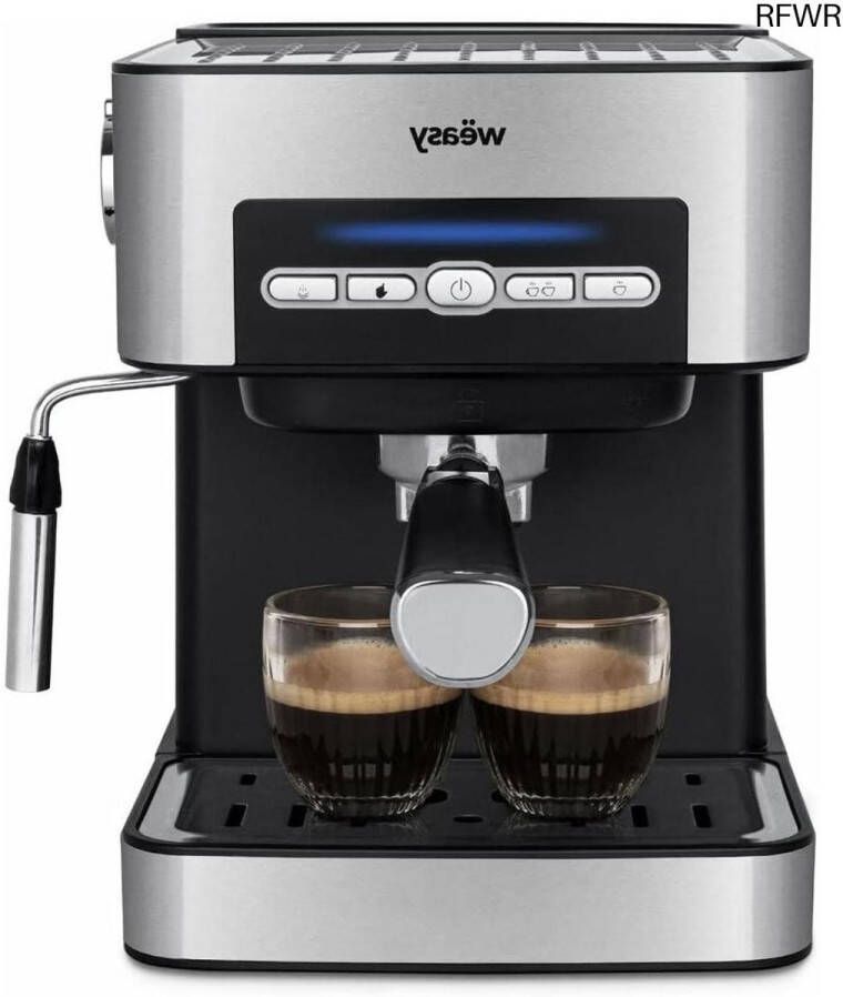 RFWR Automatische en Manuele Espressomachine met Dubbele Uitgang Tank van 1.6L Stoompijpje voor Melkdranken Roestvrijstaal en Kopjeswarmer