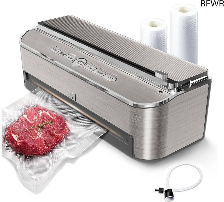 RFWR Automatische Voedselsealer met Ingebouwde Snijder 85kPa Zuigkracht Inclusief Zakrollen en Voorgesneden Zakken