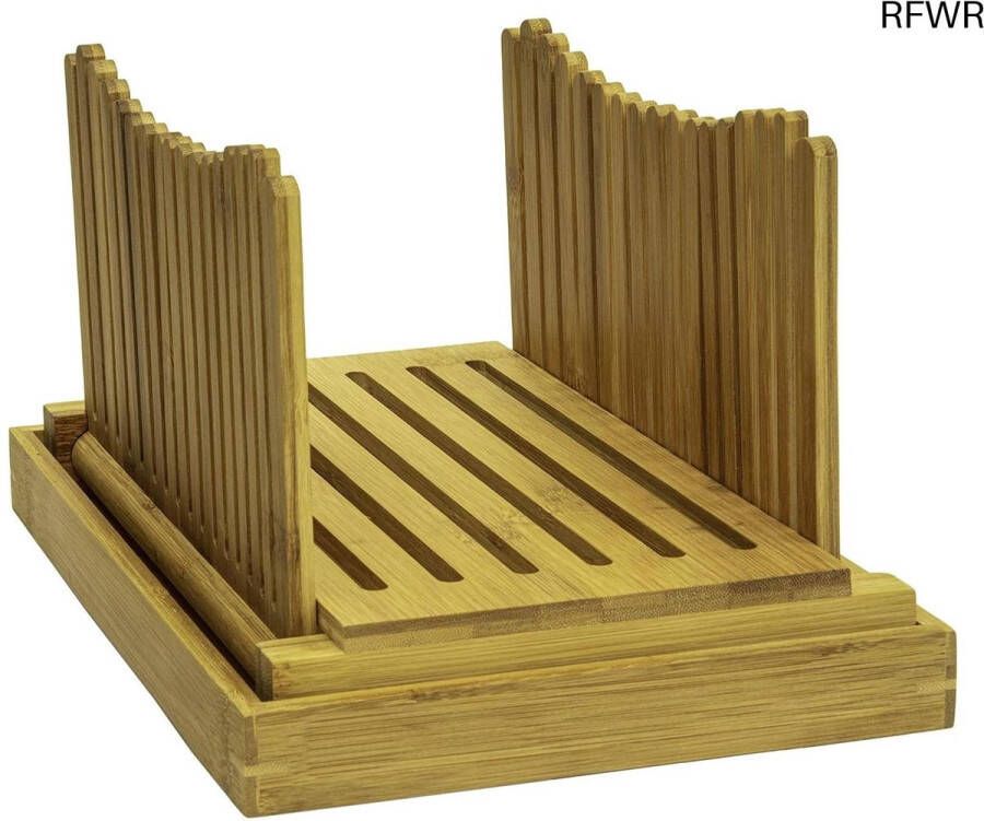 RFWR Bamboe broodsnijder met gids Opvouwbare snijmachine voor zelfgemaakte broden en taarten