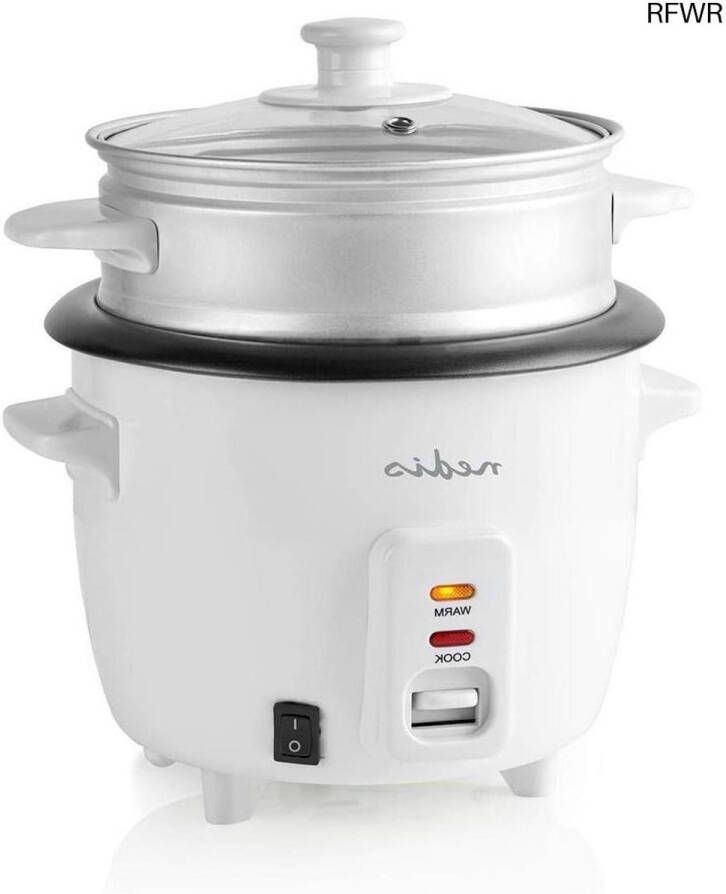 RFWR Compacte Rijstkoker 0 6L met Stoommand – Ideaal voor 1-2 Personen – Automatische Uitschakeling – Wit