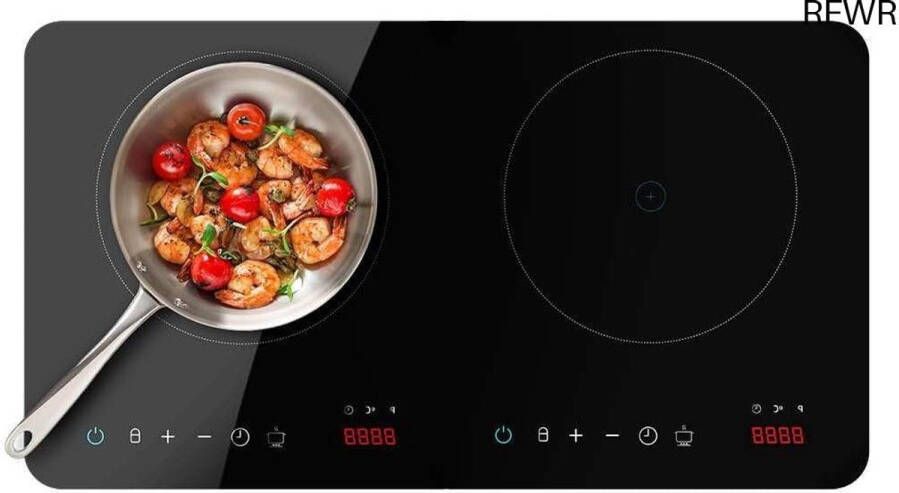 RFWR Digitale Dubbele Inductiekookplaat 3500W met Veiligheidsglas en Touch Control Draagbare Kookplaat