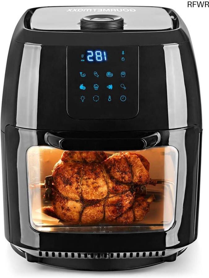 RFWR Digitale XXL heteluchtfriteuse 9 liter – Frituren zonder vet oven en draaigrill in één