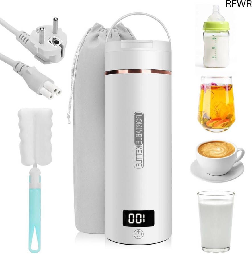 RFWR Draagbare elektrische waterkoker met 6 temperatuurinstellingen 400 ml ideaal voor reizen