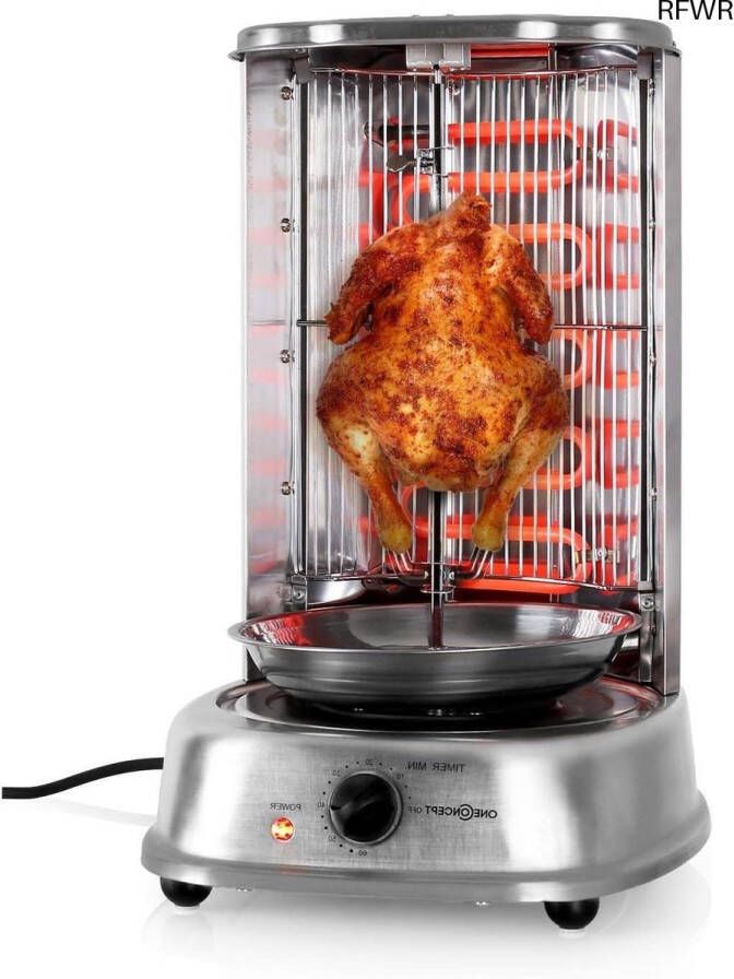 RFWR Draaibare verticale grill met 1800W voor vetvrij grillen Grillkip kebab gyros en meer