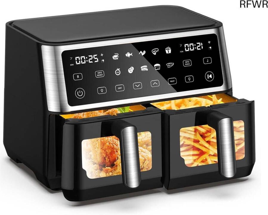 RFWR Dual Zone XXL Airfryer met 10 liter capaciteit en 10-in-1 kookprogramma