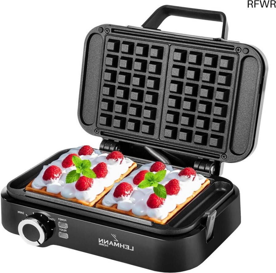 RFWR Dubbel Wafelijzer voor Belgische Wafels 1200W 3 Minuten baktijd Temperatuurregeling tot 240°C Eenvoudige Reiniging Perfecte Wafelgrootte