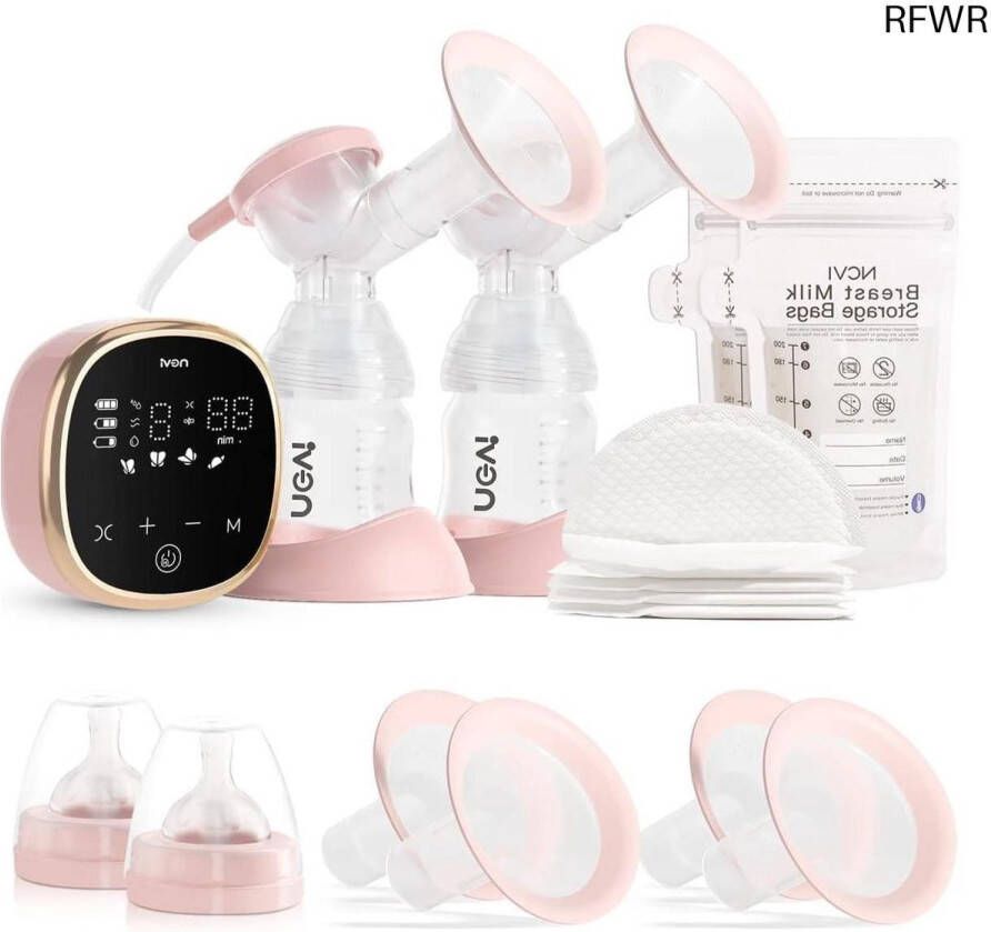 RFWR Dubbele Elektrische Borstkolf met Anti-Terugstroom 4 Modi & 9 Niveau's Draagbare Moedermelk Kolf met LED Display