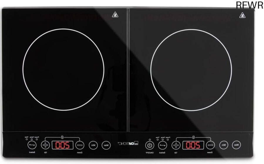 RFWR Dubbele inductiekookplaat met glaskeramisch oppervlak Elektrische kookplaat 60 cm Inductietechnologie ECO-Save zwart