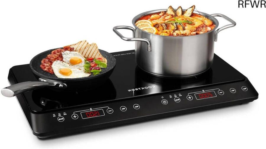 RFWR Dubbele Inductiekookplaat met Touch-bediening 2 Platen met 3500W Vermogen