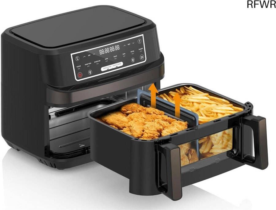 RFWR Dubbele kamer heteluchtfriteuse 12 liter 2600 W 8-in-1 airfryer met touchscreen