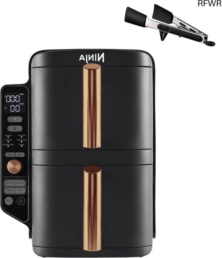 RFWR Dubbele Lades Airfryer XL met 9 5L Inhoud Ruimtebesparend Ontwerp voor 8 Porties