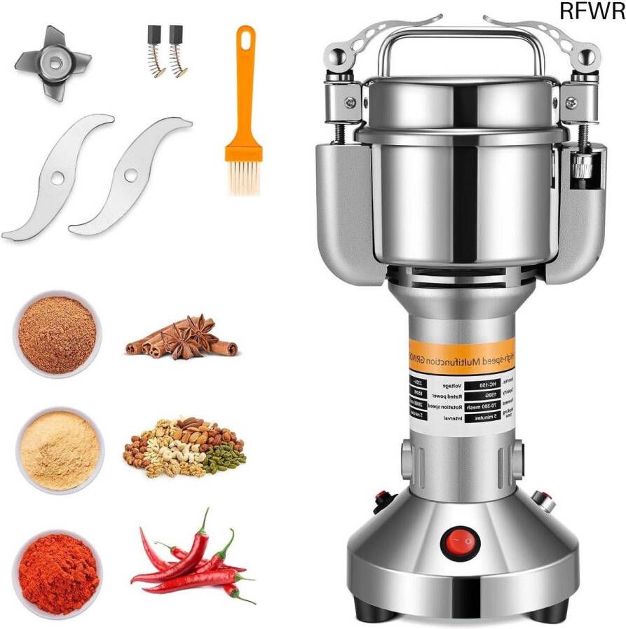RFWR Elektrische graanmolen met roestvrijstalen maalsystemen voor granen kruiden en specerijen