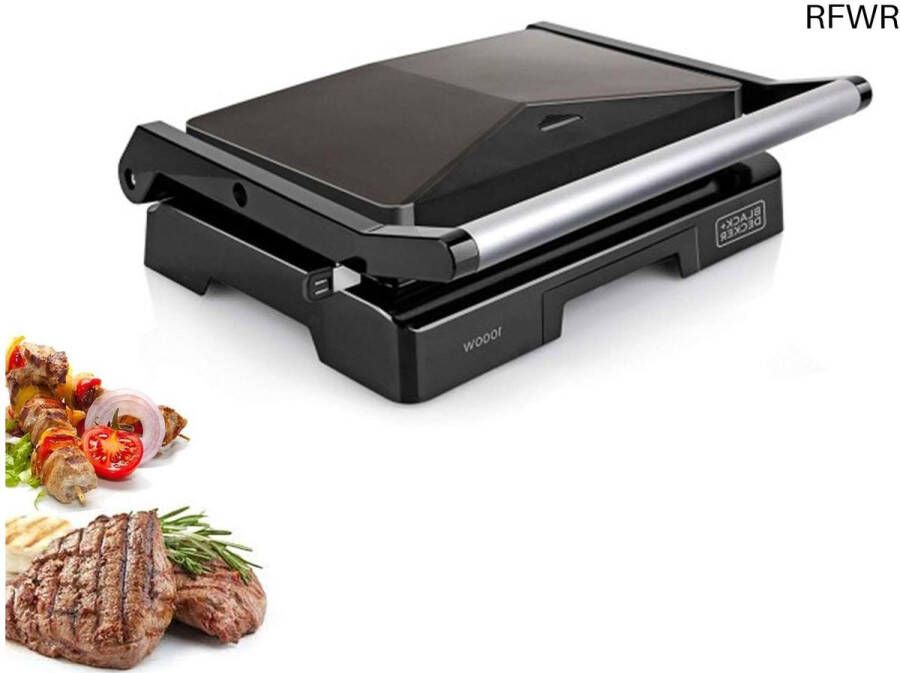 RFWR Elektrische Grill 1000W Compact Kookoppervlak met Verstelbare Bovenplaat