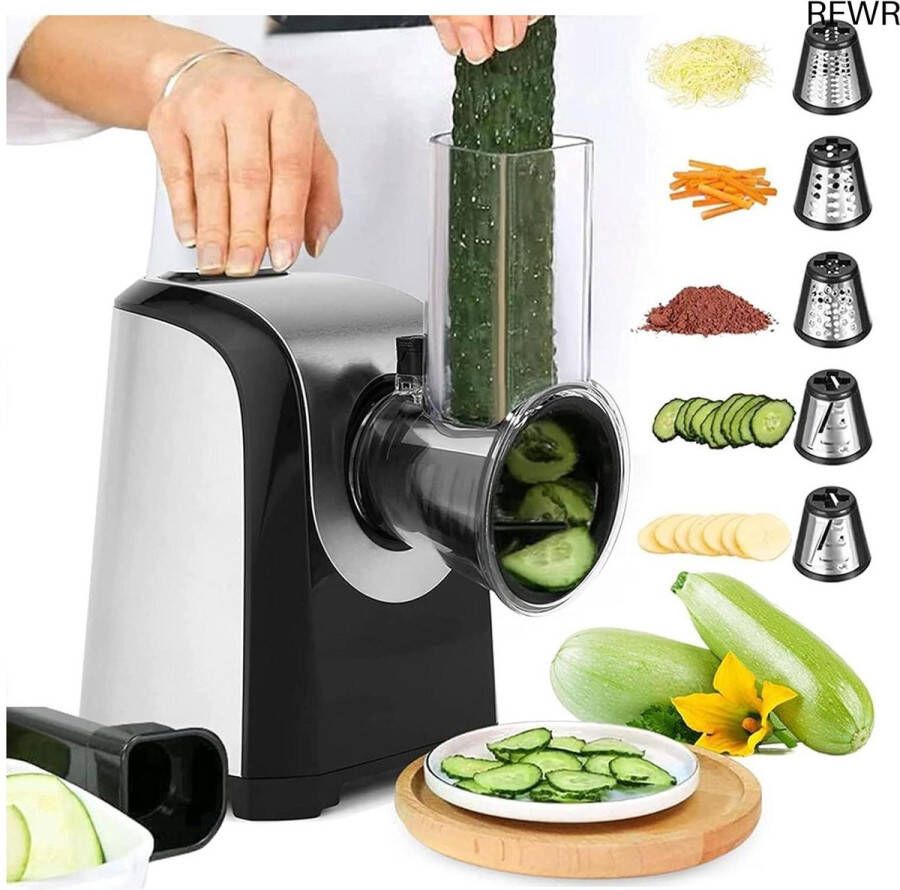 RFWR Elektrische Groentesnijder met 5 Kegelmessen en 150W Motor Handige Groente Rasp en Hakmolen